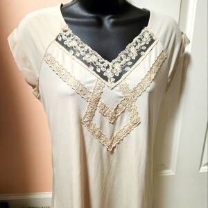 New York & Company 7th Avenue Design Studio Embroidered Design V-neck Top